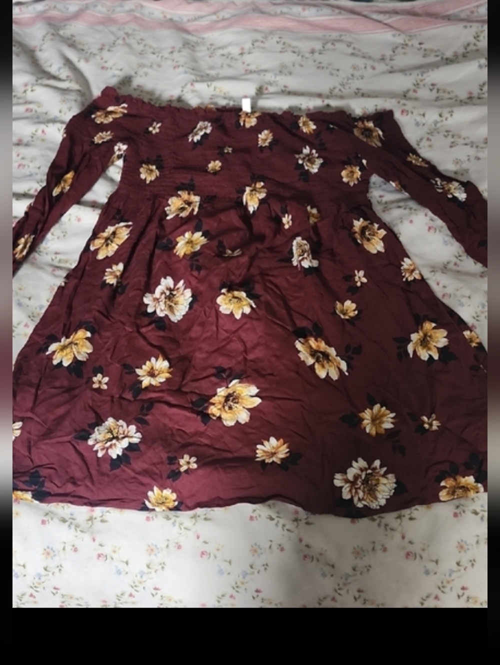 Floral Off-Shoulder Dress with Yellow Blooms - Picture 7 of 7